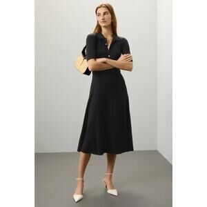 Lauren Ralph Lauren Lillianna Black Label Ribbed Midi Dress Stretch, Size XS